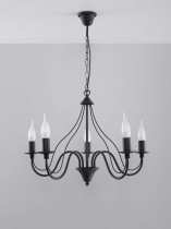 Żyrandol stalowy MELUSINA 5, czarny, 5 żarówek, 60 cm