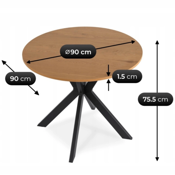 Stół Z 4 Krzesłami Zestaw Okrągły 90cm Komplet Do Salonu Jadalni Kuchni, 9236215