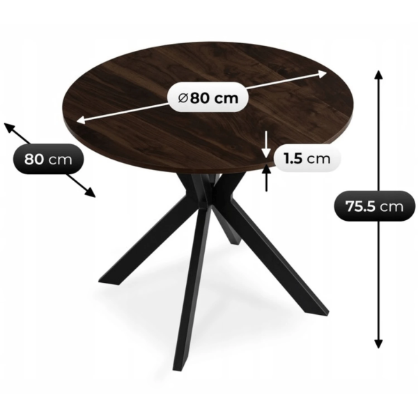 Stół Z 4 Krzesłami Zestaw Okrągły 80cm Komplet Do Salonu Jadalni Kuchni, 9236226