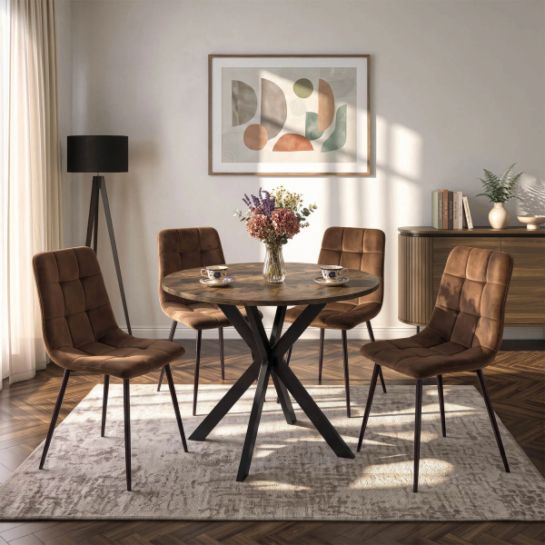 Stół Z 4 Krzesłami Zestaw Okrągły 80cm Komplet Do Salonu Jadalni Kuchni, 9236230
