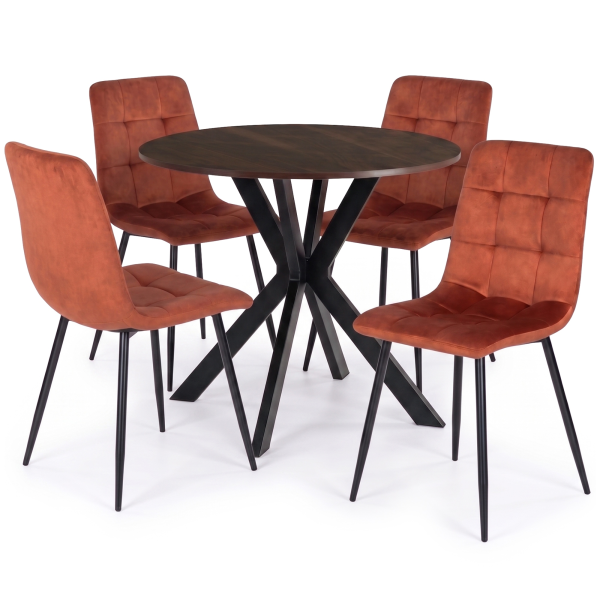 Stół Z 4 Krzesłami Zestaw Okrągły 90cm Komplet Do Salonu Jadalni Kuchni, 9236240