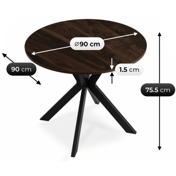 Stół Z 4 Krzesłami Zestaw Okrągły 90cm Komplet Do Salonu Jadalni Kuchni, 9236248