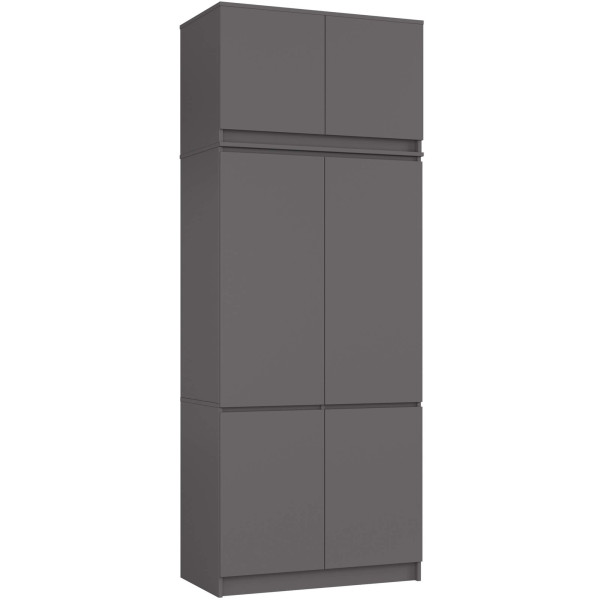 Szafa z nadstawką S90 Grafit Szary 90 cm 6 drzwi Grafit Szary 6 półek, 9236960