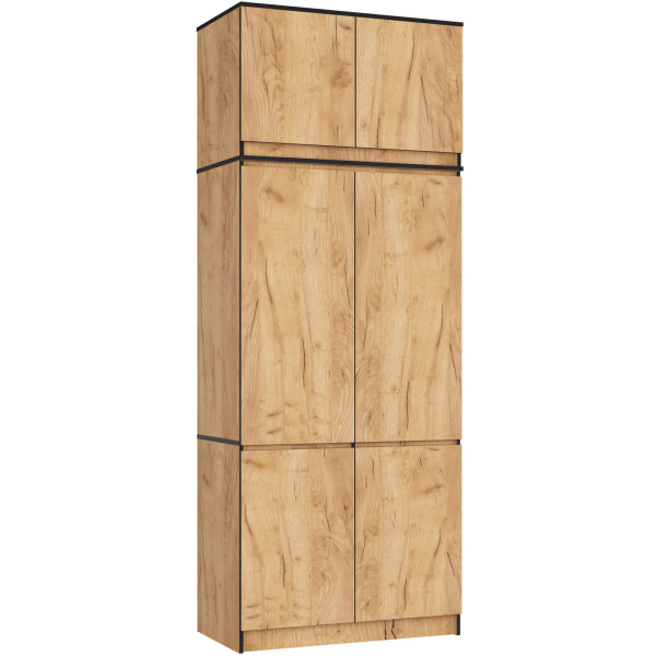 Szafa z nadstawką S90 Dąb Craft 90 cm 6 drzwi Dąb Craft 6 półek, 9236964