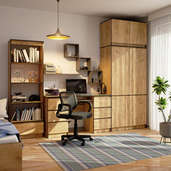 Szafa z nadstawką S90 Dąb Craft 90 cm 6 drzwi Dąb Craft 6 półek, 9236967