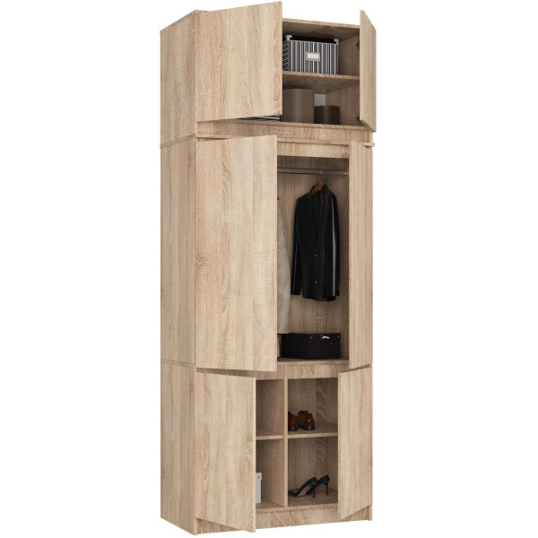Szafa z nadstawką S90 Dąb Sonoma 90 cm 6 drzwi Dąb Sonoma 6 półek, 9236976
