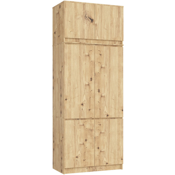 Szafa z nadstawką S90 Dąb Artisan 90 cm 6 drzwi Dąb Artisan 6 półek, 9237000
