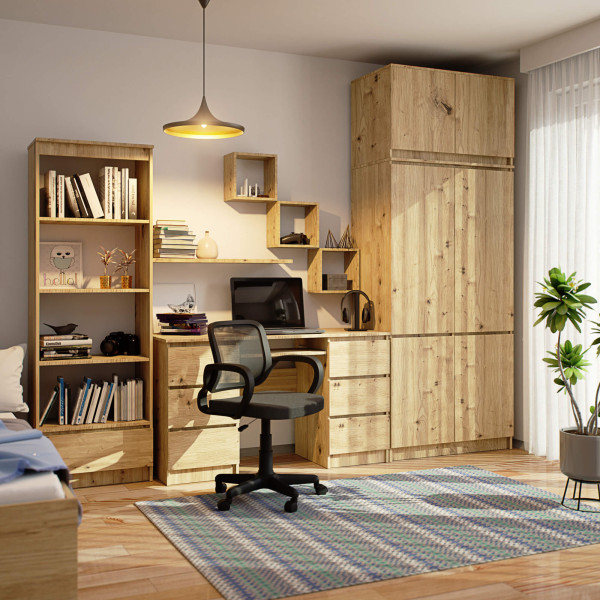 Szafa z nadstawką S90 Dąb Artisan 90 cm 6 drzwi Dąb Artisan 6 półek, 9237003
