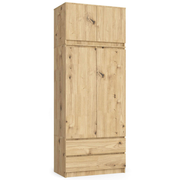 Nadstawka na szafę S90 Dąb Artisan 90 cm 2 drzwi Dąb Artisan 2 półki, 9237510