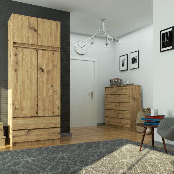 Nadstawka na szafę S90 Dąb Artisan 90 cm 2 drzwi Dąb Artisan 2 półki, 9237511