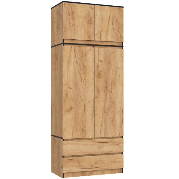 Nadstawka na szafę S90 Dąb Craft 90 cm 2 drzwi Dąb Craft 2 półki, 9237515