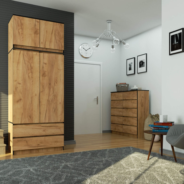 Nadstawka na szafę S90 Dąb Craft 90 cm 2 drzwi Dąb Craft 2 półki, 9237516