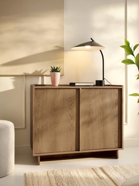 Komoda dwudrzwiowa SUNA 98 cm Dąb Karmel w Stylu Japandi, 9239845