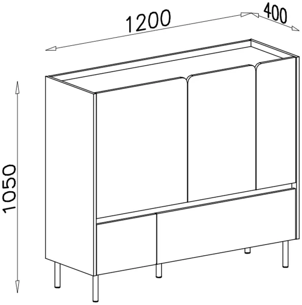Komoda 120 cm z 3 drzwiami i 2 szufladami młodzieżowa LISSARO, 9245127