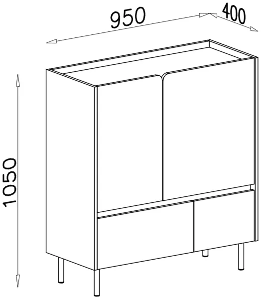 Komoda 95 cm z 2 drzwiami i 2 szufladami LISSARO, 9245159