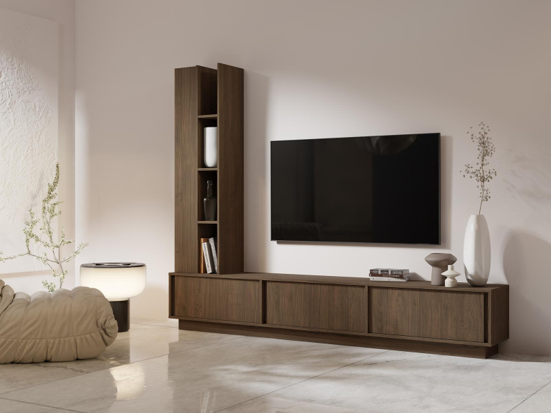 Meblościanka orzech styl japandi MARVI 230cm, 9248670