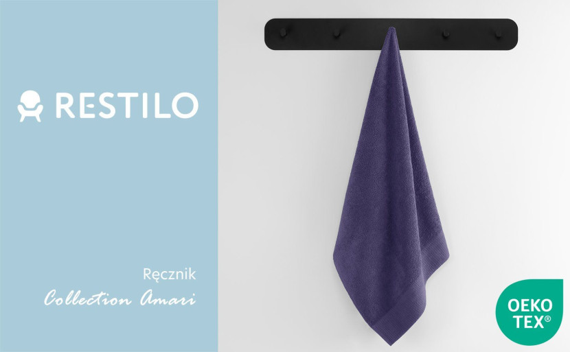 Ręcznik bawełniany 30x50 AMARI fioletowy z bordiurą Restilo, 9250770