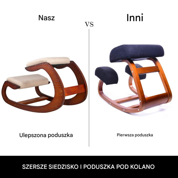 Krzesło ergonomiczne klęczące ciemny brąz premium korekcja postawy, 9258001