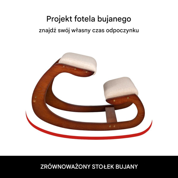 Krzesło ergonomiczne klęczące ciemny brąz premium korekcja postawy, 9258003