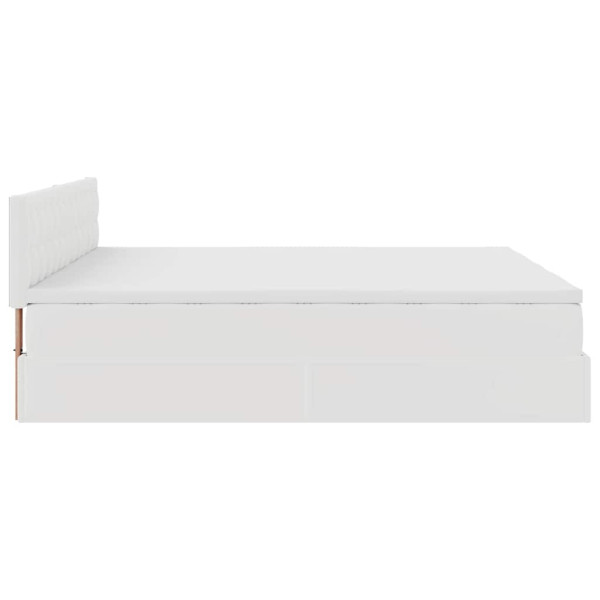 Łóżko 200x200 Tapicerowane z Materacem z Ekoskóry Białe do Sypialni, 9266708