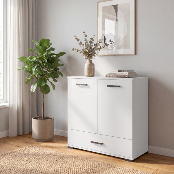 Biała komoda 90 cm do salonu FIORA, 9318874