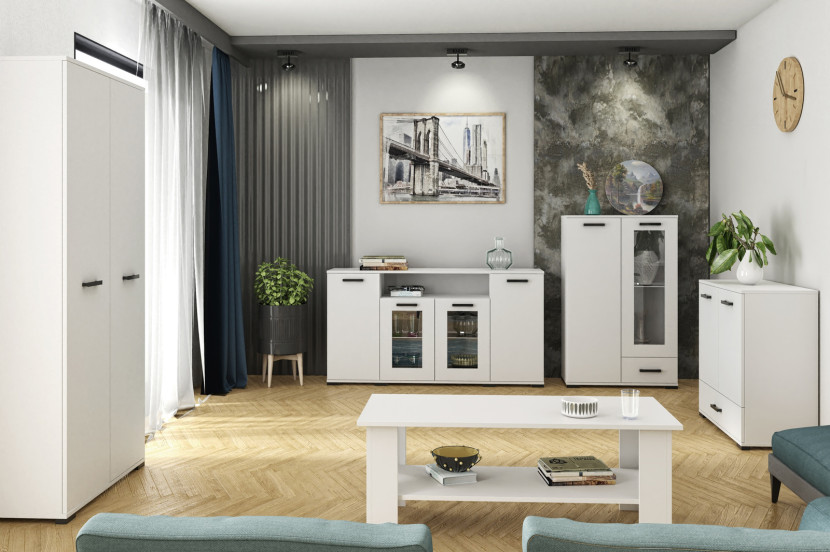 Biała komoda 90 cm do salonu FIORA, 9318876