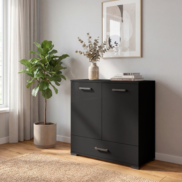 Czarna komoda 90 cm do salonu FIORA, 9318904