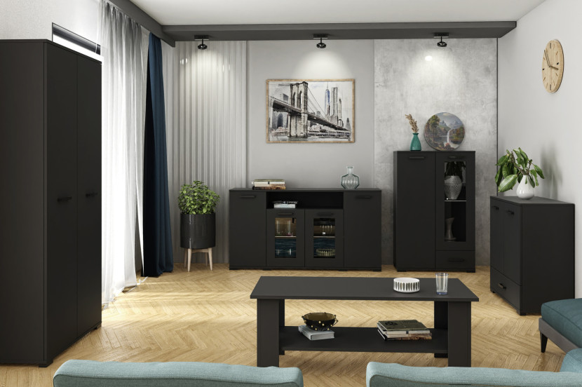 Czarna komoda 90 cm do salonu FIORA, 9318906