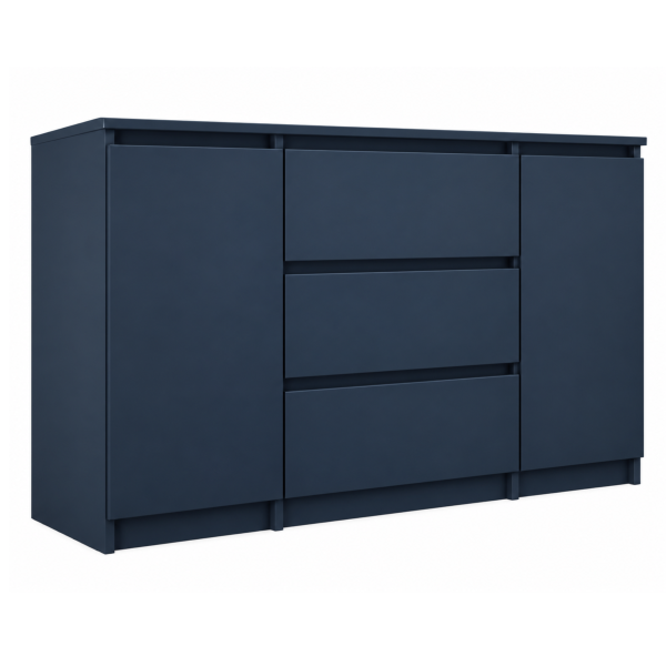 Komoda 2-drzwiowa z 3 szufladami, 120 x 78 x 39 cm, kolor: granatowy, 9360980