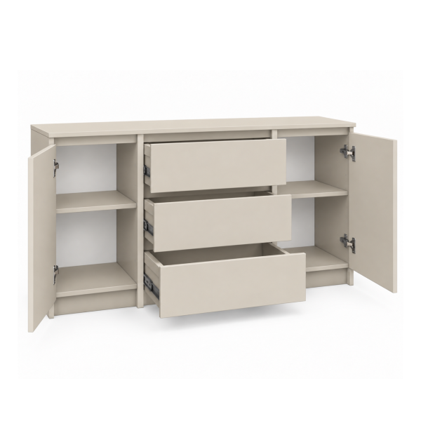 Komoda 2-drzwiowa z 3 szufladami, 120 x 78 x 39 cm, kolor: beżowy, 9360991