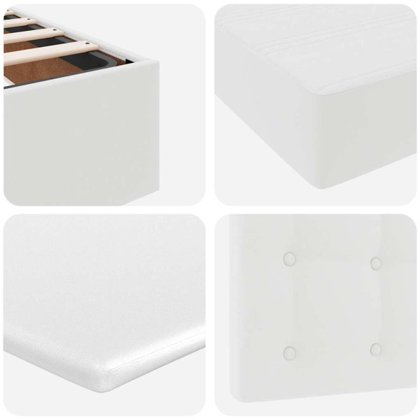 Łóżko 180x200 Tapicerowane z Materacem z LED z Ekoskóry Białe do Sypialni, 9383161