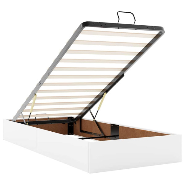 Łóżko 200x200 Tapicerowane z Materacem z LED z Ekoskóry Białe do Sypialni, 9396462