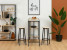 Czarno-sonoma zestaw barowy loftowy do kuchni i salonu, 9427625