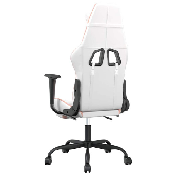 Fotel Gamingowy z Ekoskóry z Podnóżkiem Ergonomiczny Biało-Różowy do Biurka, 9438875