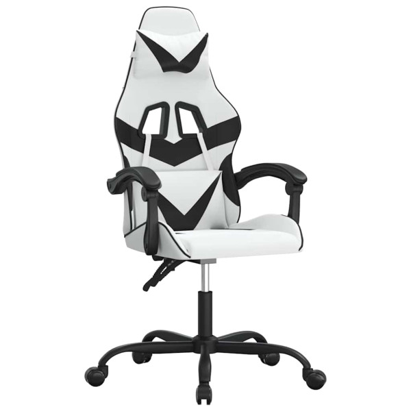 Fotel Gamingowy z Ekoskóry Ergonomiczny Biało-Czarny do Biurka dla Gracza, 9438885