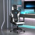 Fotel Gamingowy z Ekoskóry z Podnóżkiem Ergonomiczny Czarno-Biały do Biurka, 9438921