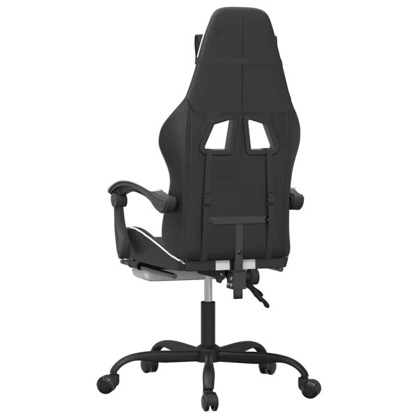 Fotel Gamingowy z Ekoskóry z Podnóżkiem Ergonomiczny Czarno-Biały do Biurka, 9438968