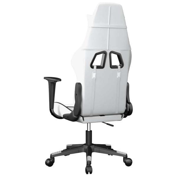 Fotel Gamingowy z Ekoskóry Ergonomiczny Biało-Czarny do Biurka dla Gracza, 9438985