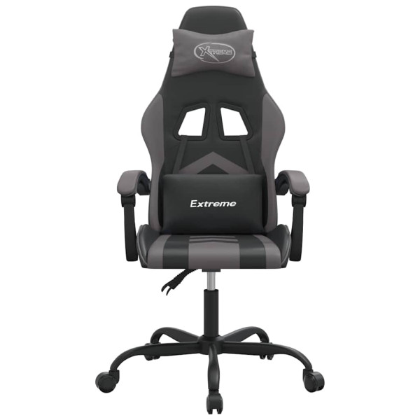 Fotel Gamingowy z Ekoskóry Obrotowy Ergonomiczny Czarno-Szary do Biurka, 9439046