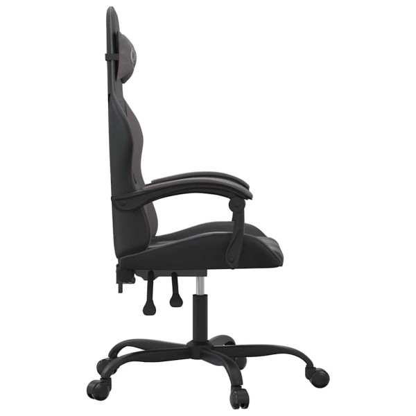 Fotel Gamingowy z Ekoskóry Obrotowy Ergonomiczny Czarno-Szary do Biurka, 9439047
