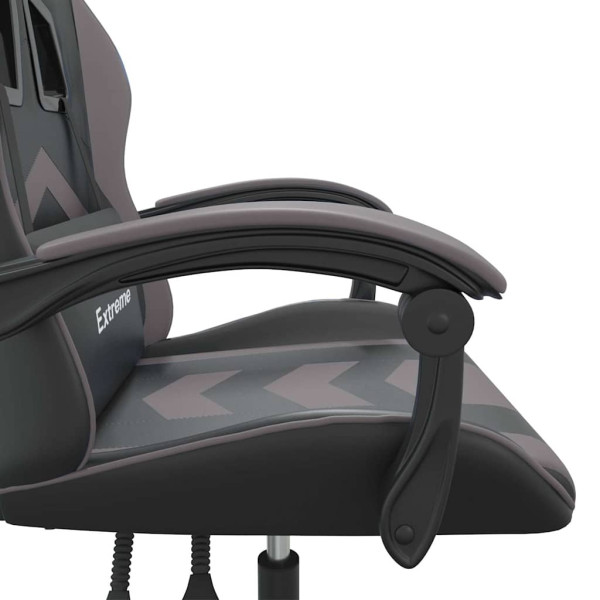 Fotel Gamingowy z Ekoskóry Obrotowy Ergonomiczny Czarno-Szary do Biurka, 9439050