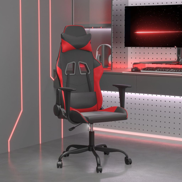 Fotel Gamingowy z Ekoskóry Ergonomiczny Czarno-Czerwony do Biurka, 9439073