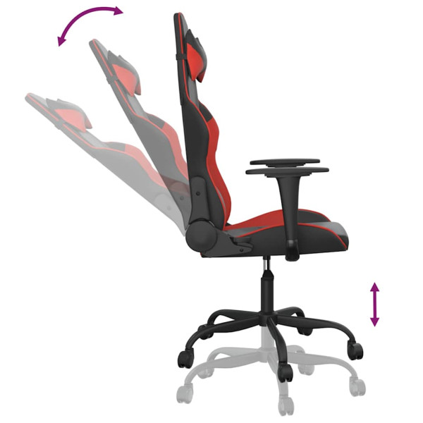 Fotel Gamingowy z Ekoskóry Ergonomiczny Czarno-Czerwony do Biurka, 9439077