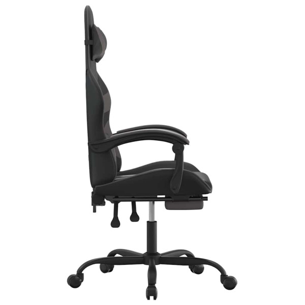 Fotel Gamingowy z Ekoskóry z Podnóżkiem Ergonomiczny Czarno-Szary do Biurka, 9439101