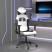 Fotel Gamingowy z Ekoskóry z Podnóżkiem Ergonomiczny Biało-Czarny do Biurka, 9439195