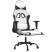 Fotel Gamingowy z Ekoskóry z Podnóżkiem Ergonomiczny Biało-Czarny do Biurka, 9439196