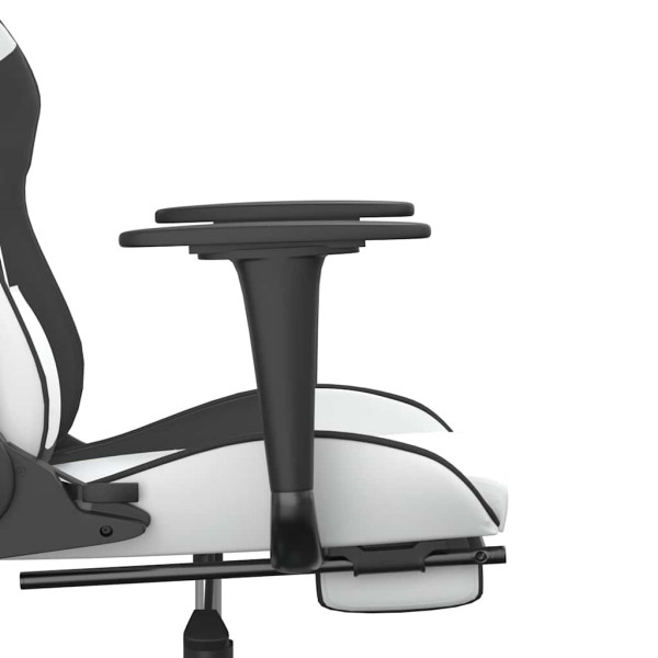 Fotel Gamingowy z Ekoskóry z Podnóżkiem Ergonomiczny Biało-Czarny do Biurka, 9439204