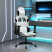 Fotel Gamingowy z Ekoskóry z Podnóżkiem Ergonomiczny Biało-Czarny do Biurka, 9439257