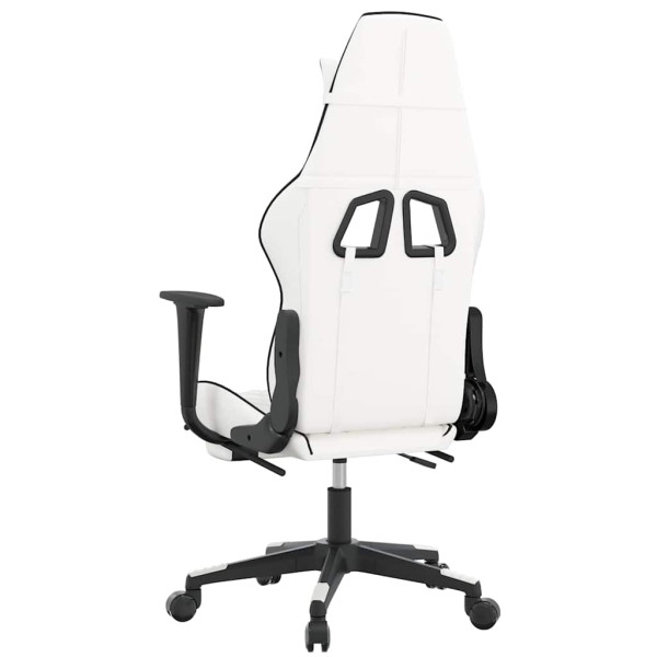 Fotel Gamingowy z Ekoskóry z Podnóżkiem Ergonomiczny Biało-Czarny do Biurka, 9439261