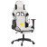 Fotel Gamingowy z Ekoskóry z Podnóżkiem Ergonomiczny Biało-Czarny do Biurka, 9439263